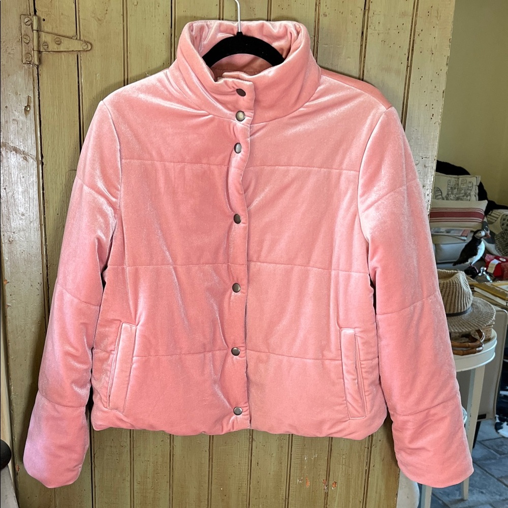 POPSUGAR Pink Velvet Puffer Jacket - Picture 5 of 5